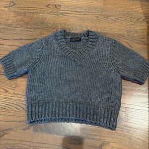 ZARA sz M Gray Knit Short Sleeve Sweater-Like New